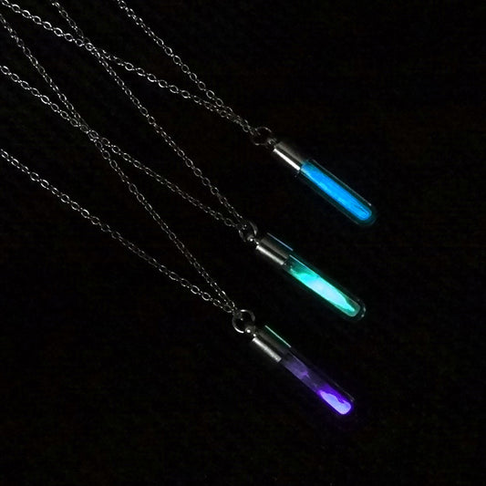 Glass Tube Luminous Powder Necklace