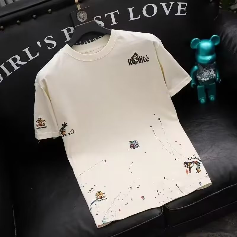 Men's Embroidery T-shirt Round Neck Fashion