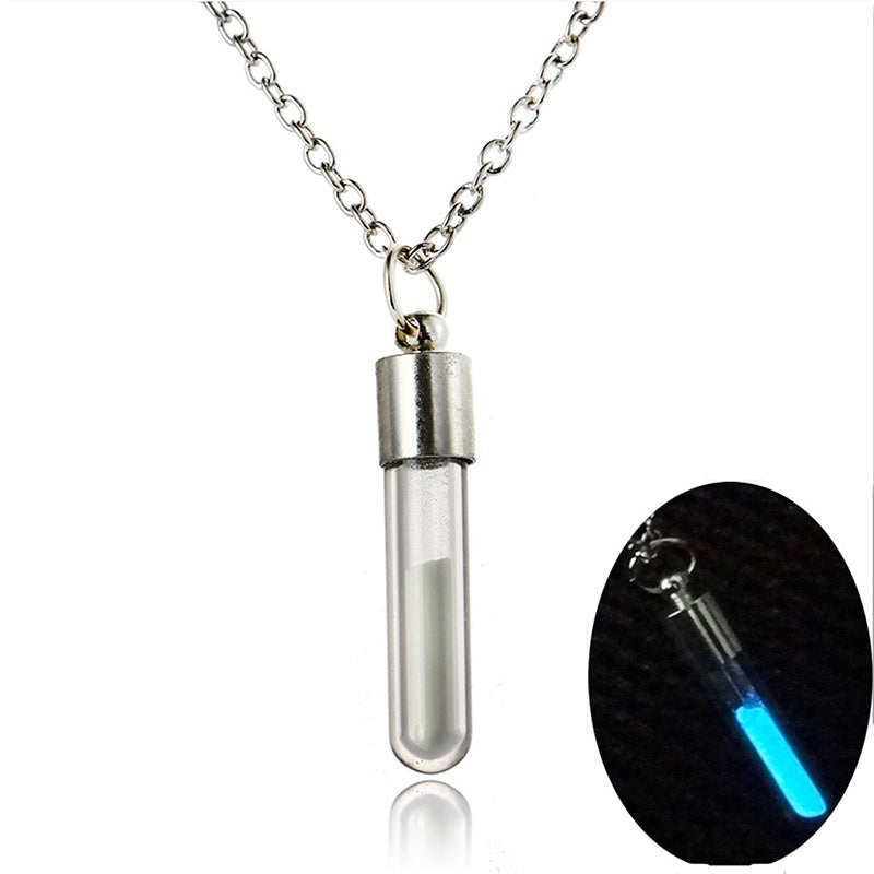 Glass Tube Luminous Powder Necklace